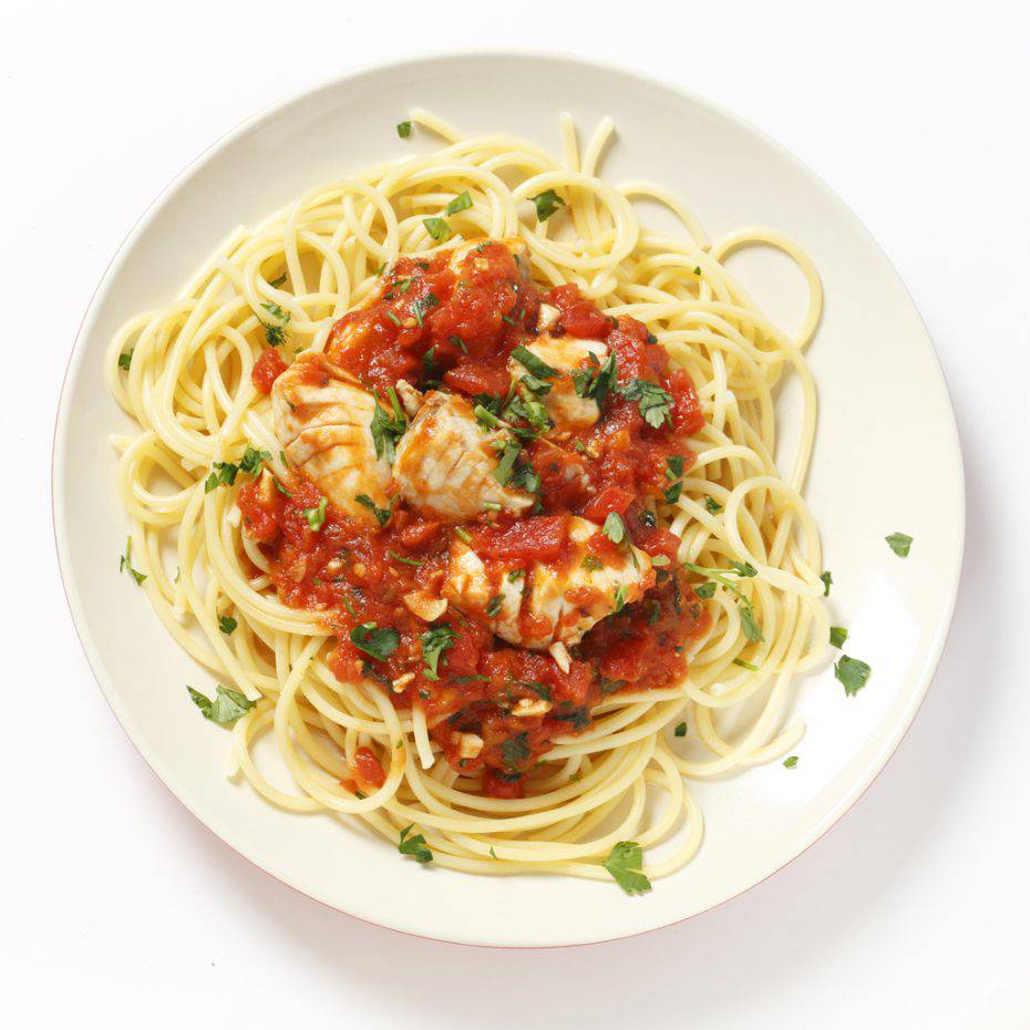 spaghetti con moscardini e pomodorini