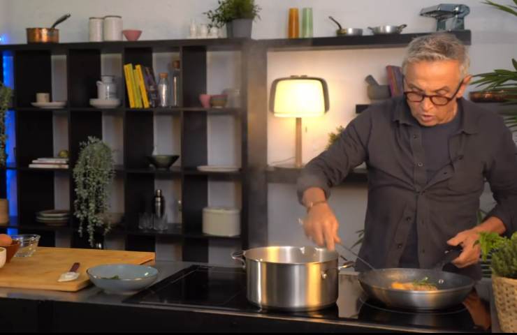 Bruno Barbieri ricetta maltagliati con gamberi scottati e zucchine marinate