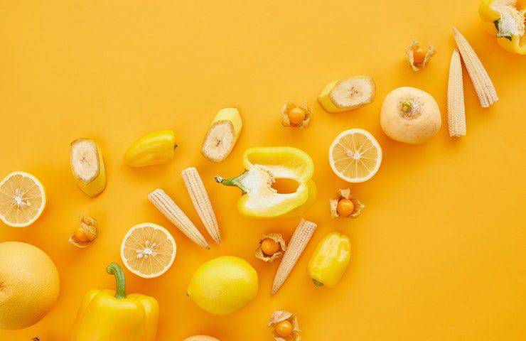 frutta e verdura gialla per l'abbronzatura