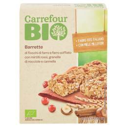 Barrette Carrefour Bio con mirtilli rossi e granella di nocciole ritirate mercato 