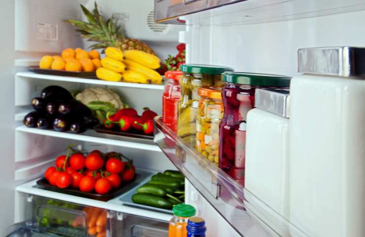 Diversi alimenti in un frigorifero