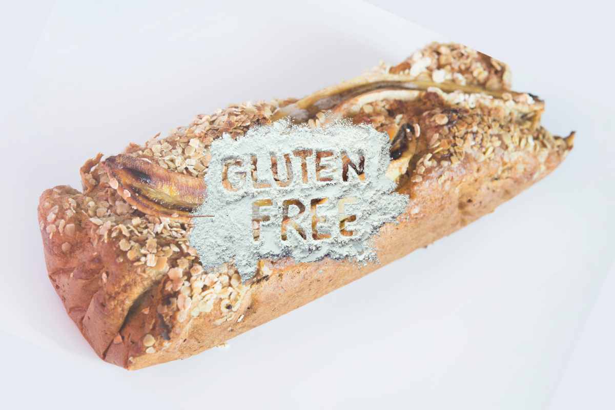 Banana bread con scritta sovraimpressa gluten free