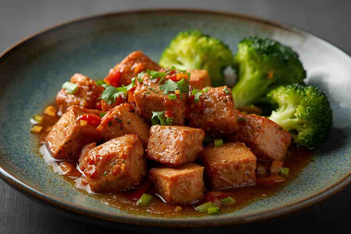 tofu e broccoli in un piatto