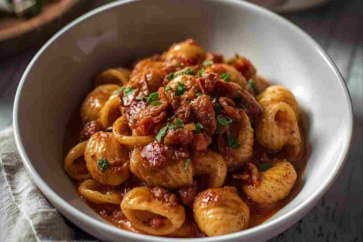 Orecchiette gluten free di grano saraceno con sugo di pancetta
