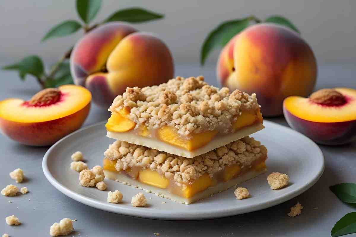 Quadrotti di crumble con pesche in versione gluten free