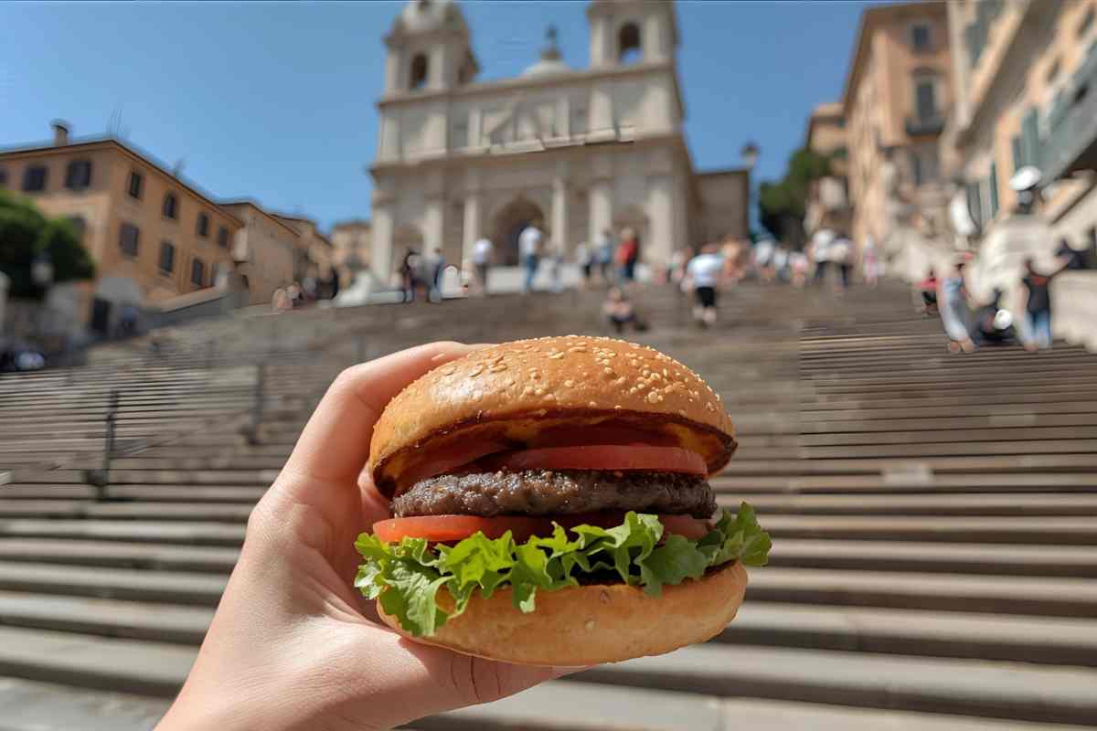 mangiare un hamburger a Roma