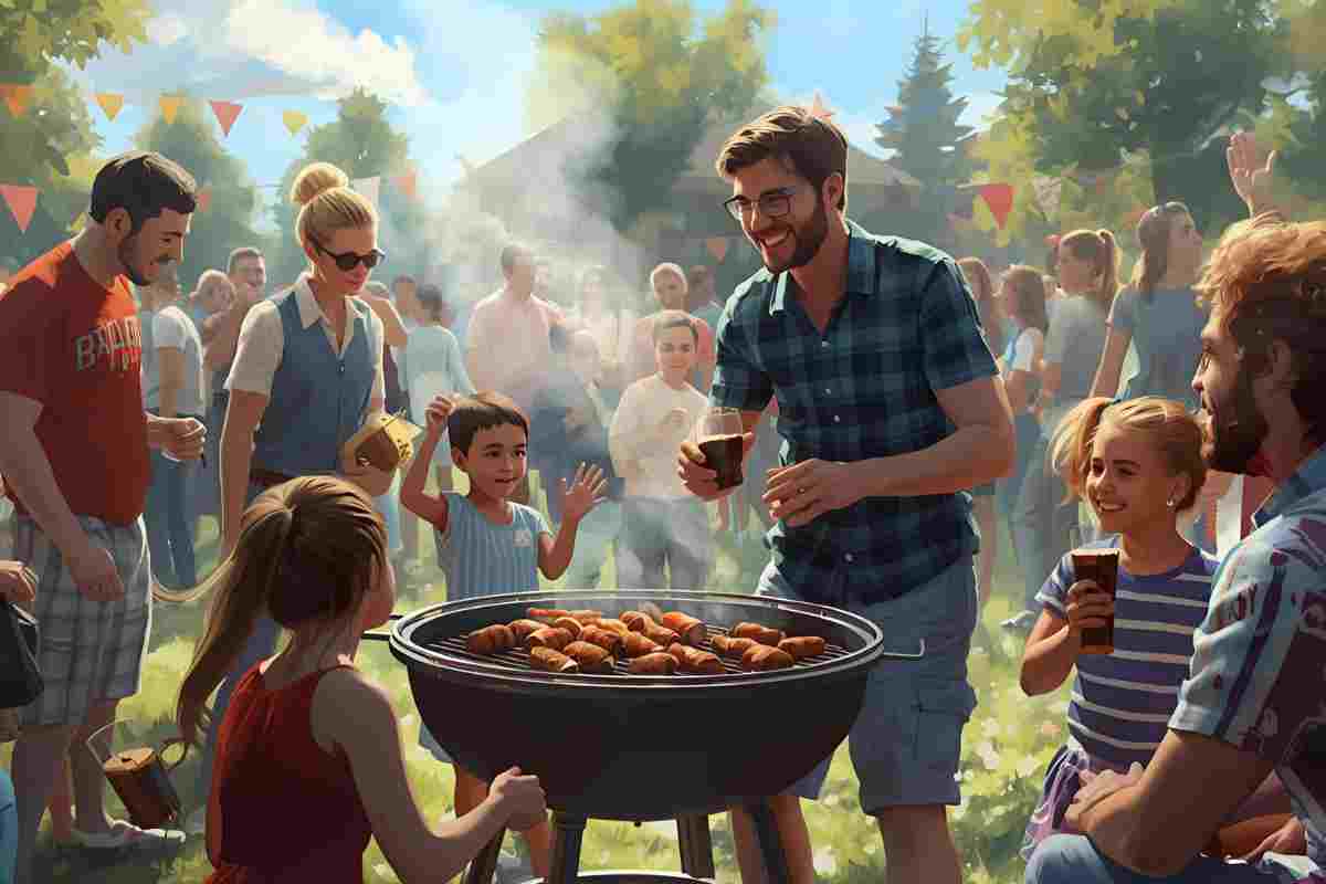 Persone partecipano a una grigliata immagine grafica