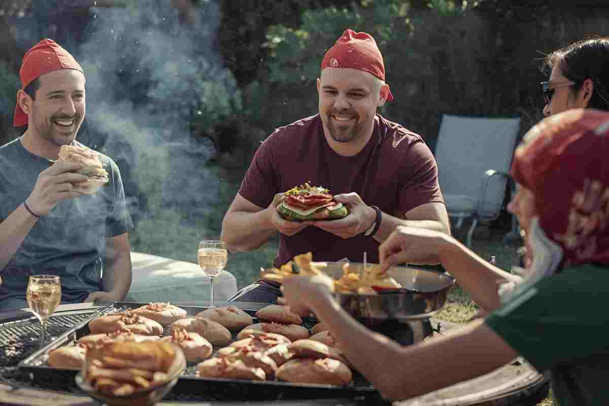 Persone partecipano a una grigliata