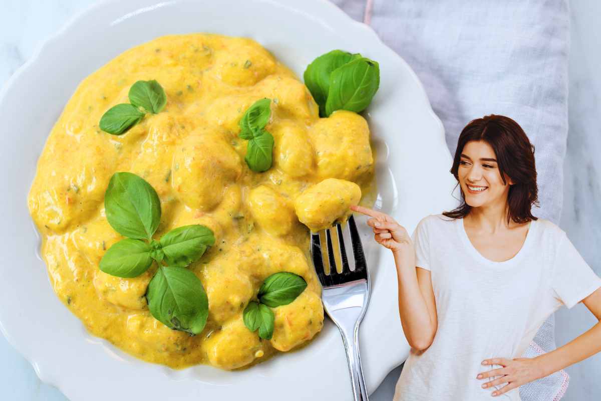 gnocchi di zucca donna che indica
