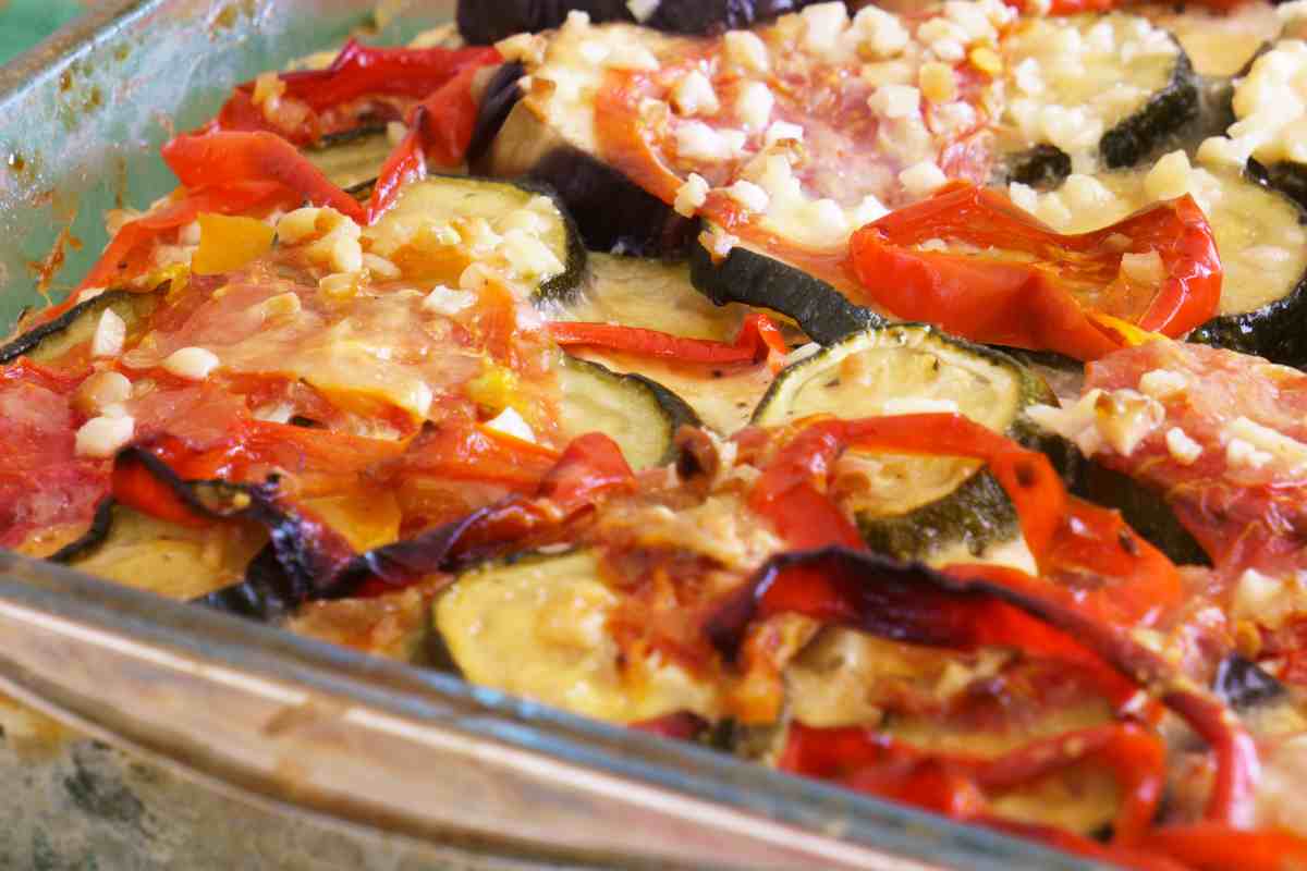 verdure gratinate in una pirofila