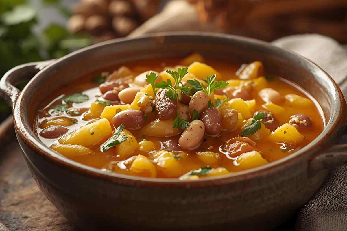 pasta con farina di mais e fagioli